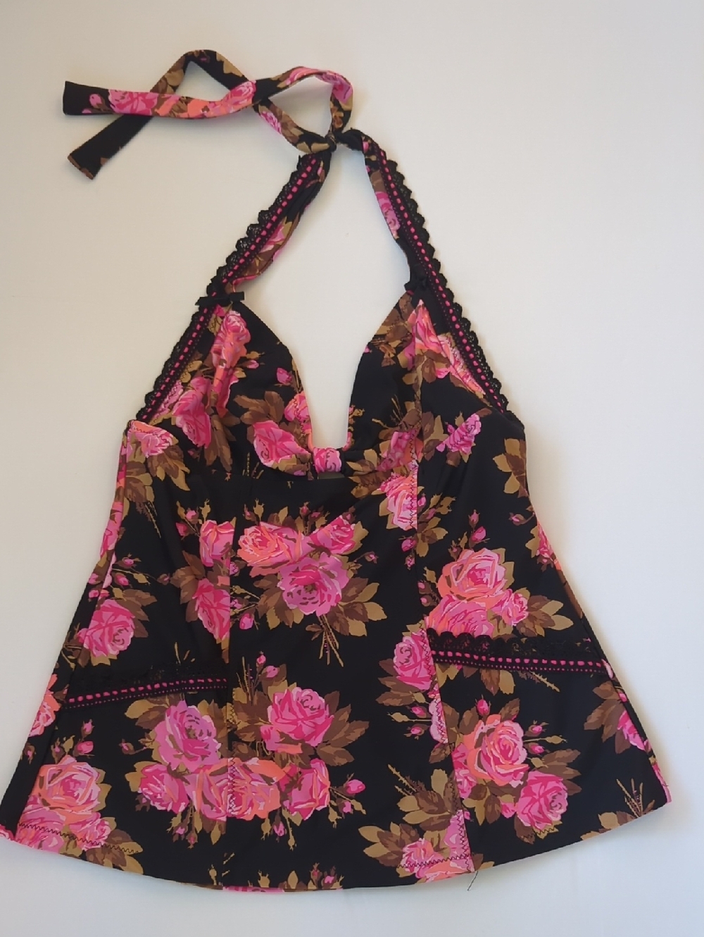 Betsey Johnson Floral Halter Swim Top.